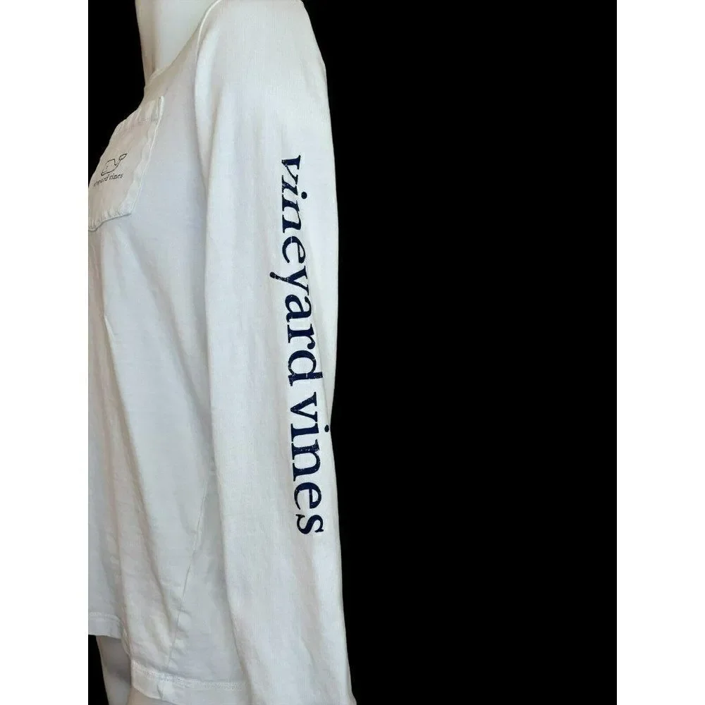 Vineyard Vines Youth Large 16 Long Sleeve White Pocket T-Shirt Whale Adult Small